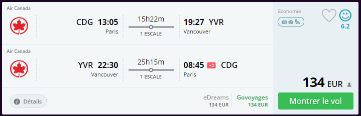 Error Fare Flüge Vancouver Paris