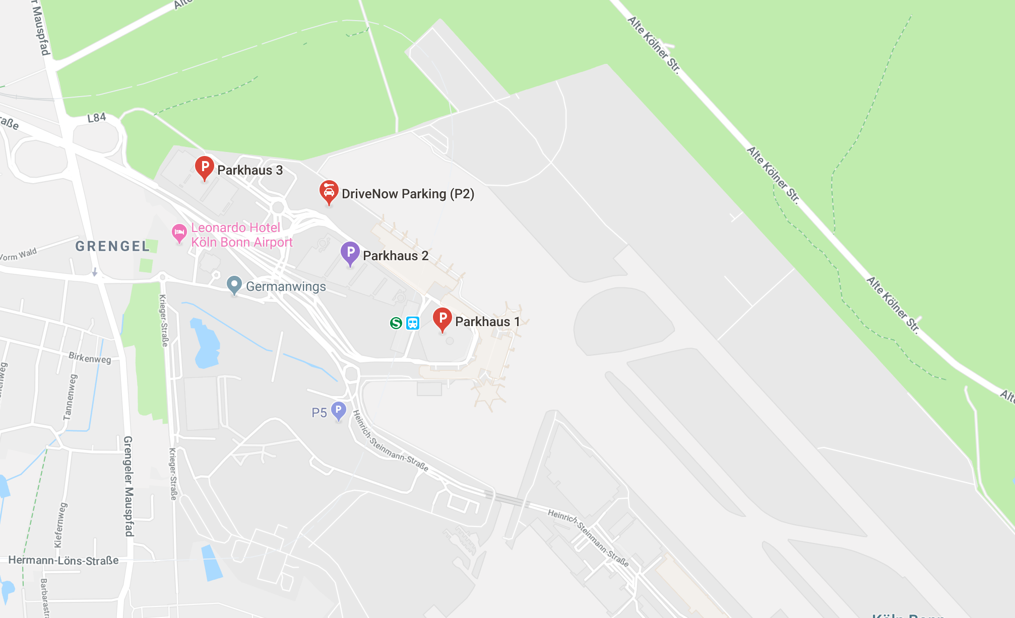 Parken am Flughafen Köln Bonn Parkhaus Lage Karte