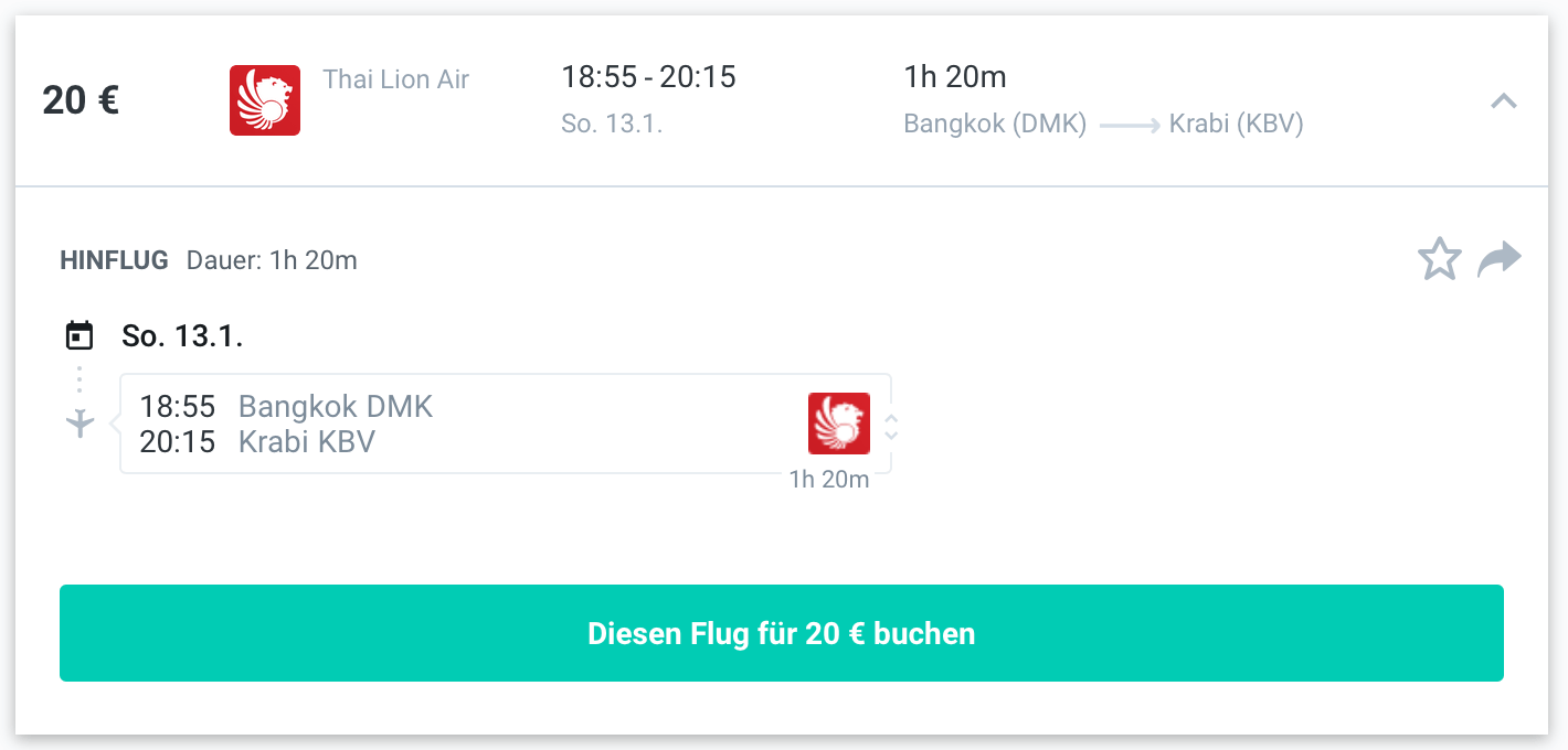 Thai Lion Air Flug Bangkok nach Krabi