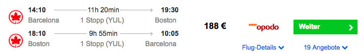 Billige Flüge nach Boston - Boston - Barcelona