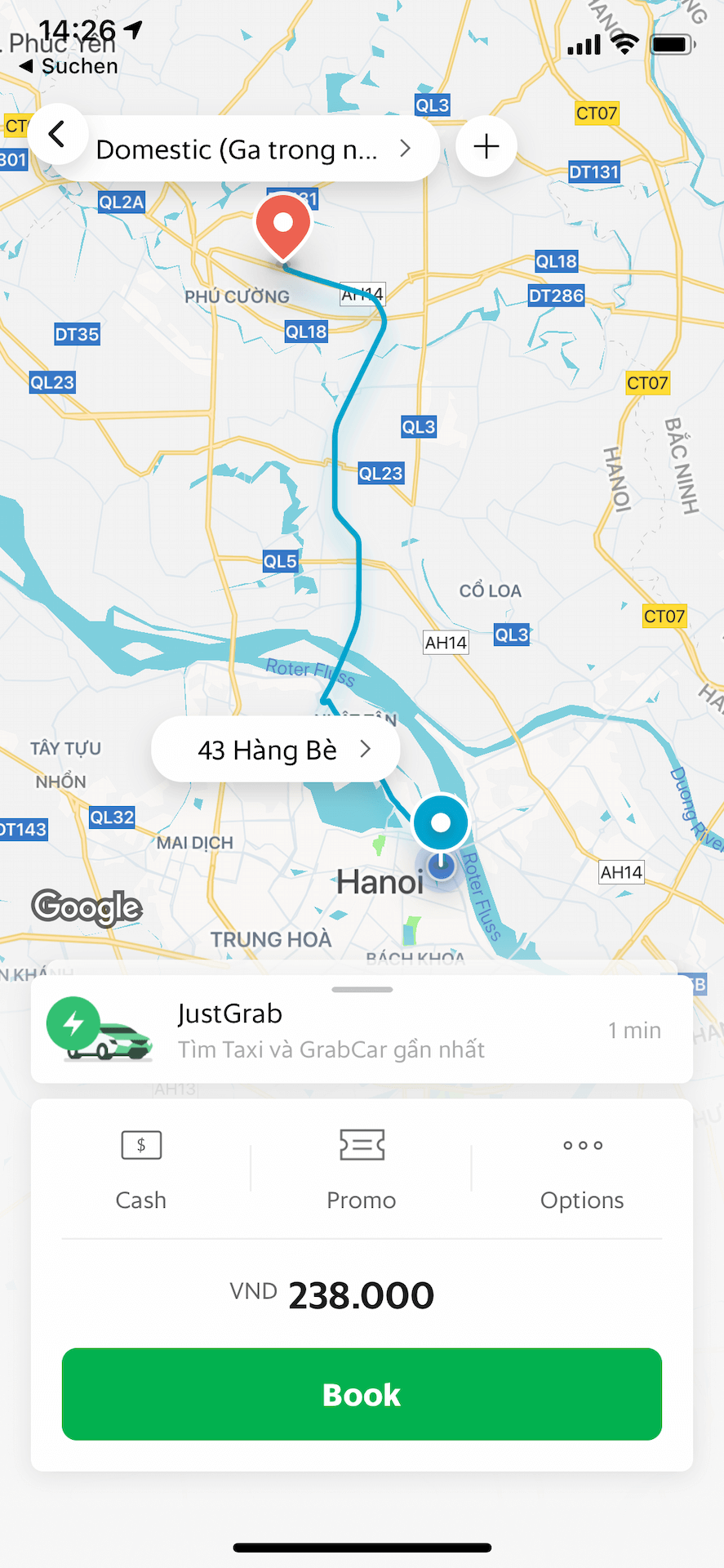 Grab Hanoi zum Flughafen