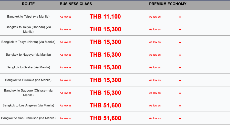 Flugangebote Philippine Airlines Business Class ab Bangkok über Manila