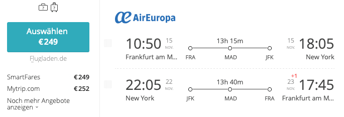 AirEuropa Deal FRA-JFK 2019