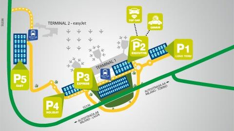 Malpensa Airport Parkplätze Lageplan
