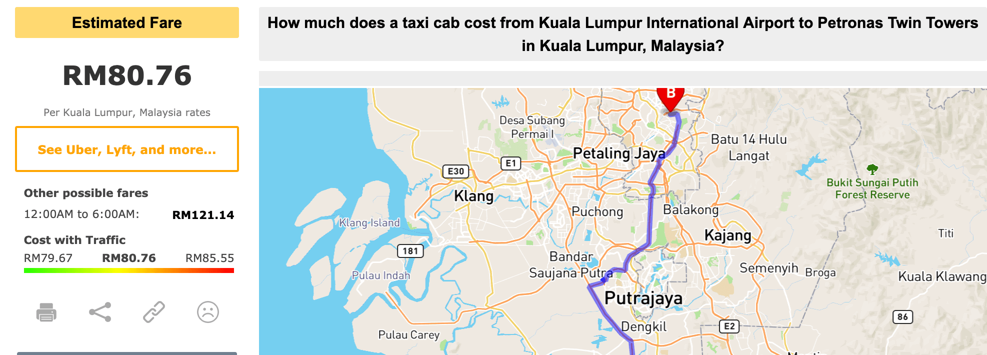 Kuala Lumpur Flughafen Meter Taxi Preis