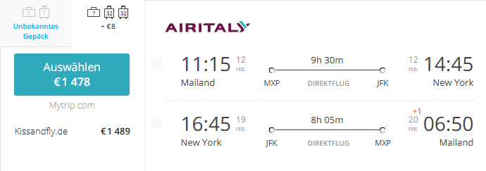 Airitaly-Mailand-New York